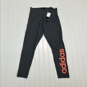 Adidas Charcoal Leggings with Bold Red Logo